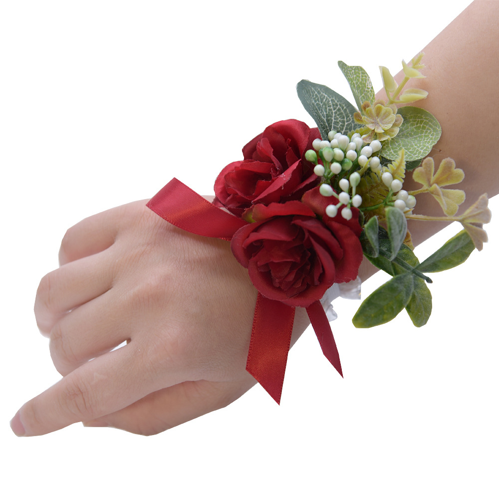 婚庆用品d771新郎新娘婚礼手腕花手工绢花绢布布艺手腕花饰品