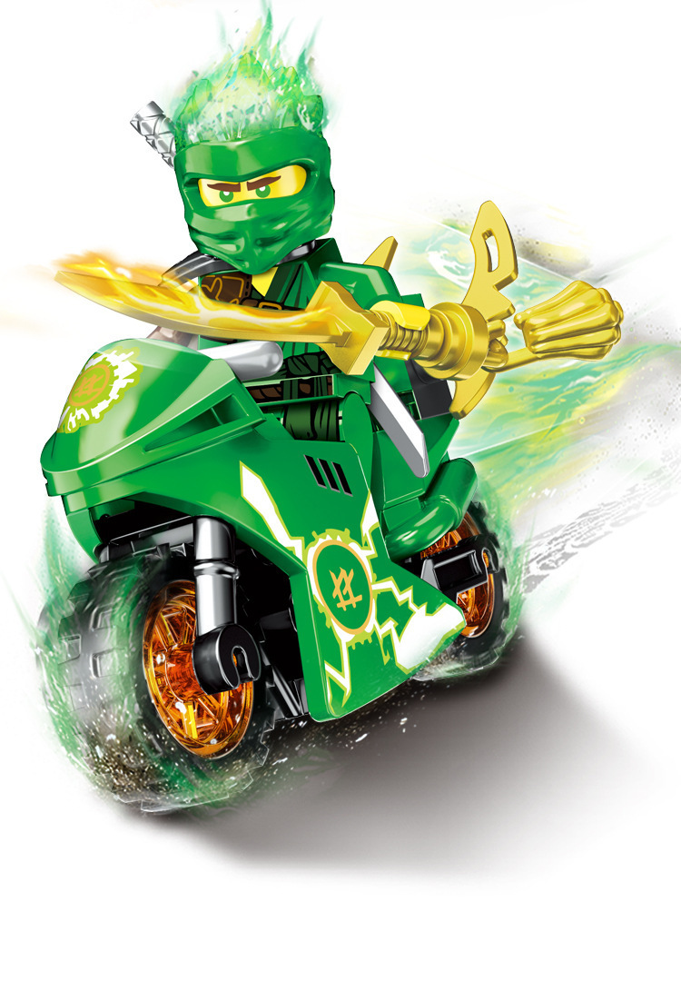 国酷61015幻影忍者摩托车系列8款人仔带武器儿童益智拼装积木玩具