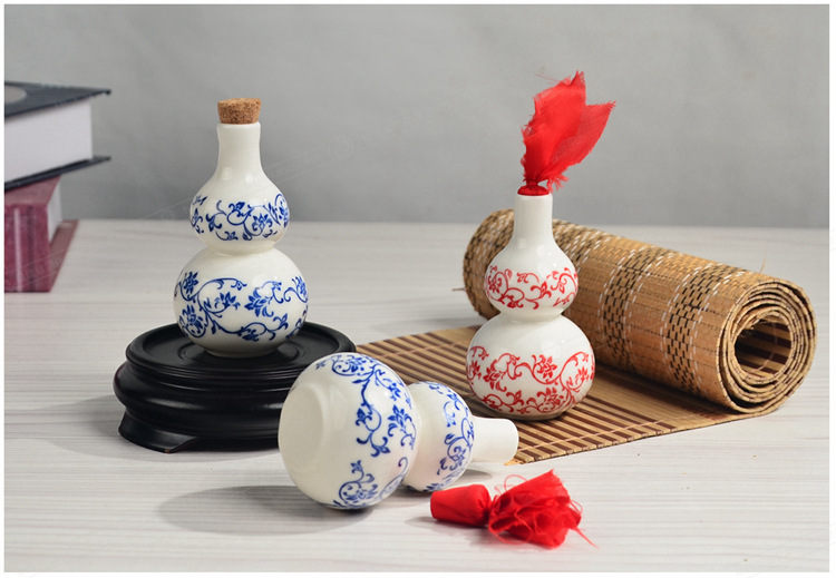 中式复古丹药罐 救心丸粉末美妆精油包装瓶 陶瓷小葫芦液体密封罐