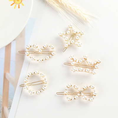 ins发夹网红头饰珍珠发夹一字夹刘海边夹发饰成人鸭嘴发卡子头饰