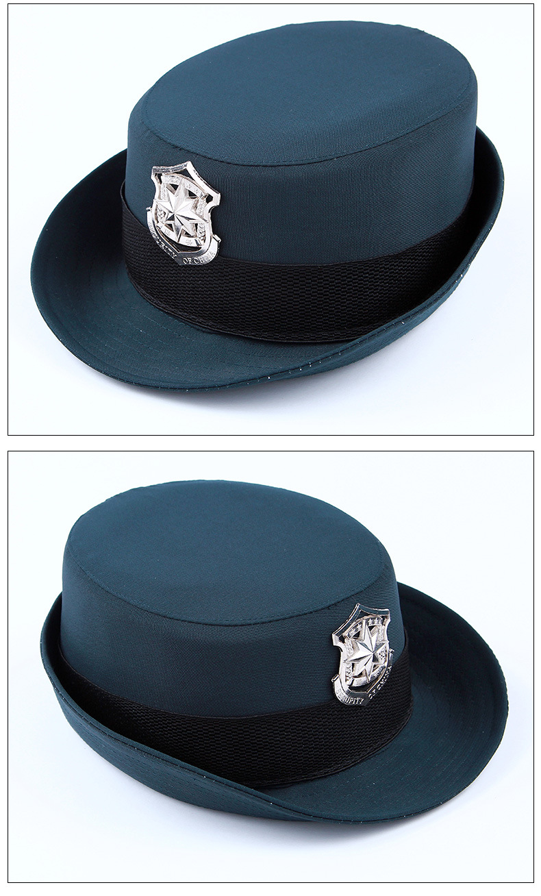 新式女士保安帽子墨绿色蓝黑色卷边帽协管治安女帽