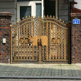 加工定做别墅门口铁艺大门来图定做厂家直供锻钢门围栏小区门楼销
