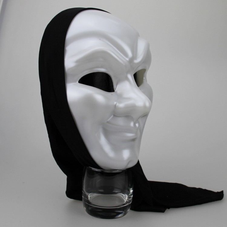意大利威尼斯全脸白色面具圆脸四方小丑面具男女底胚头套表演假面