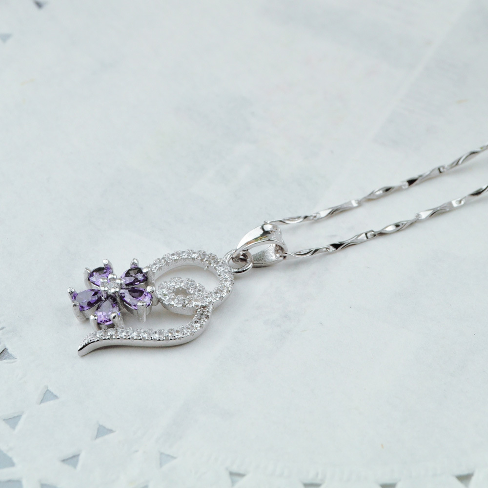 外贸s925纯银简约项链韩梅花寒梅吊坠首饰新品配饰锁颈链跨境代发