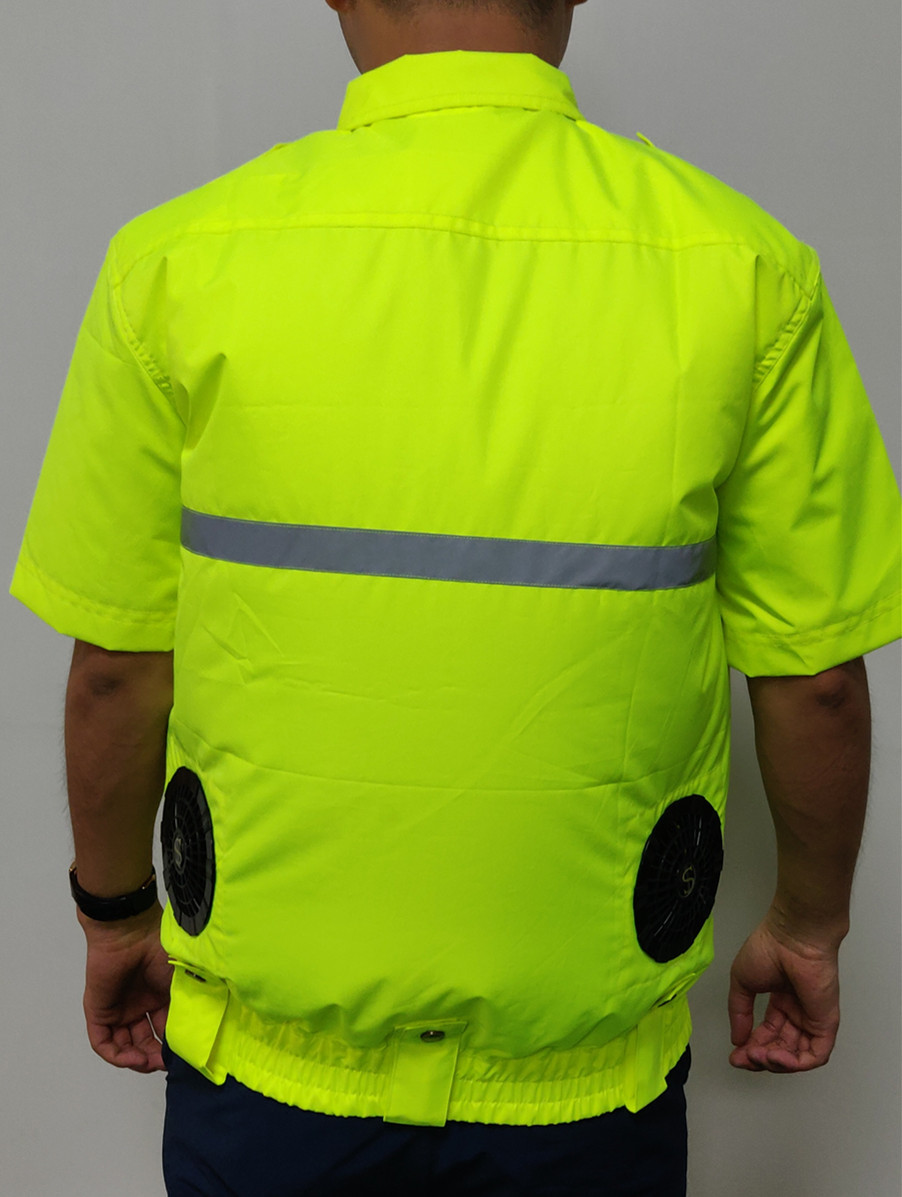 风扇降温空调衣服夏季短袖防暑降温户外作业工作服交警执勤服定制