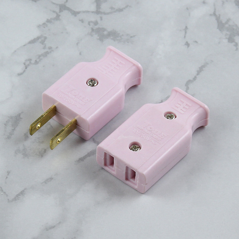 东南亚老挝越南泰国插头彩色胶木对接公母插头单相两极电源扁插头 温