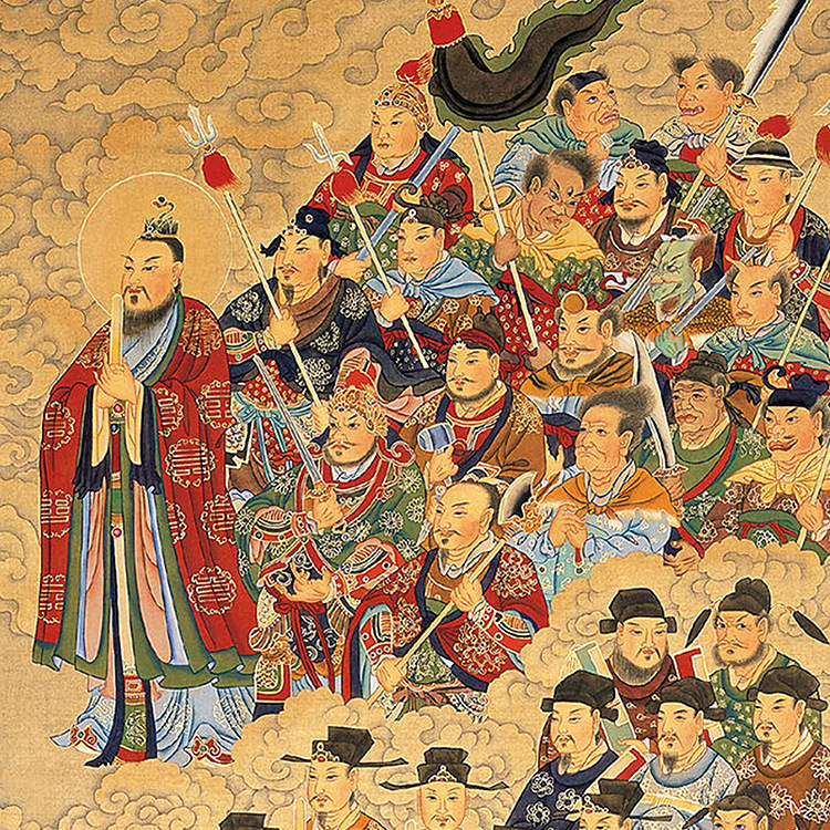 道教诸神朝元图神像挂画永乐宫壁画丝绸卷轴画四大天师神仙装饰画
