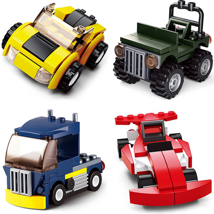 兼容樂高小鲁班创意n变积木4款拼装组装玩具男孩拼装汽车系列0597
