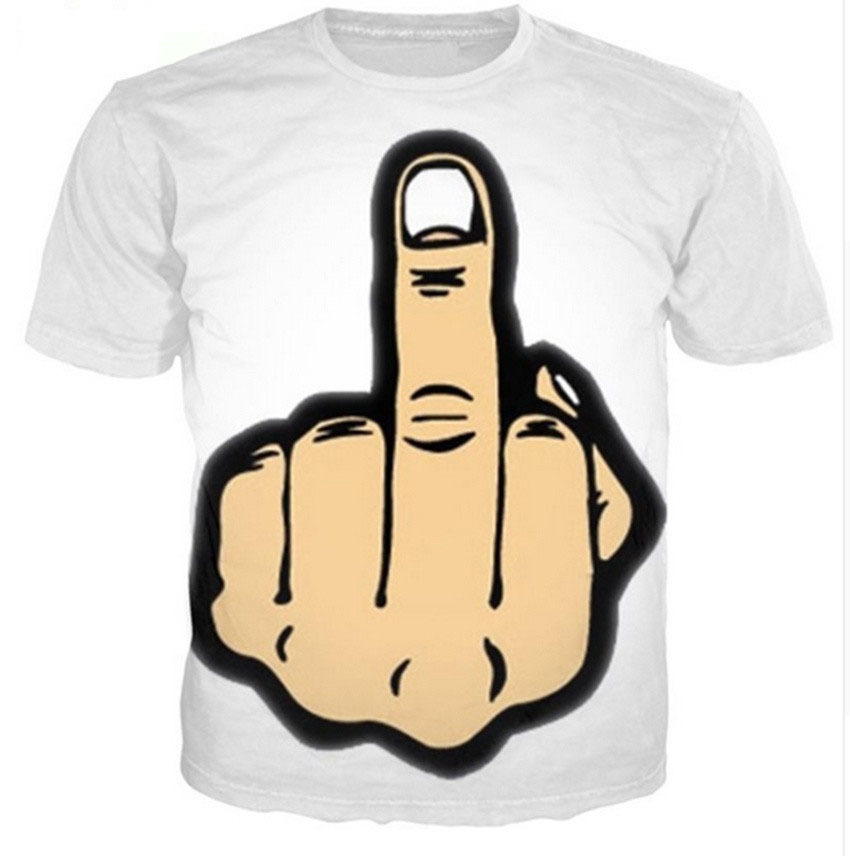 外贸新款竖中指鄙视3d数码印花短袖t恤wish跨境ebay速卖通亚马逊