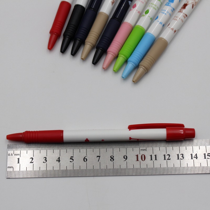 批发按动圆珠笔一支笔油笔商务办公原子笔学生中油笔蓝色红色文具