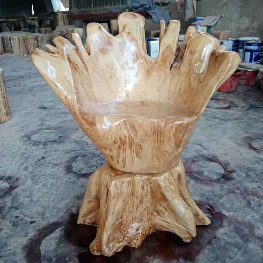 实木根雕靠背椅子 茶盘茶几零配凳子 整块木质创意树根工艺品摆件