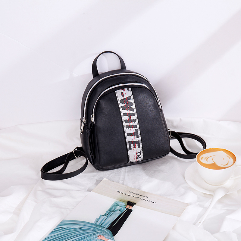 Fashion Trendy Patchwork Letter Ribbon Backpack Multi-Functional Small Bookbag Shoulder Women's Bag Crossbody Mini Bag