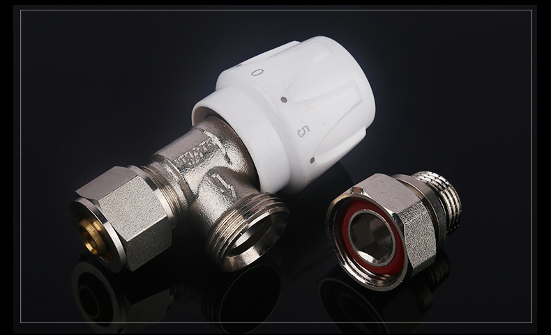 厂家供应铝塑管角式温控阀 卡套式角式阀 回水锁断阀 暖气片阀门