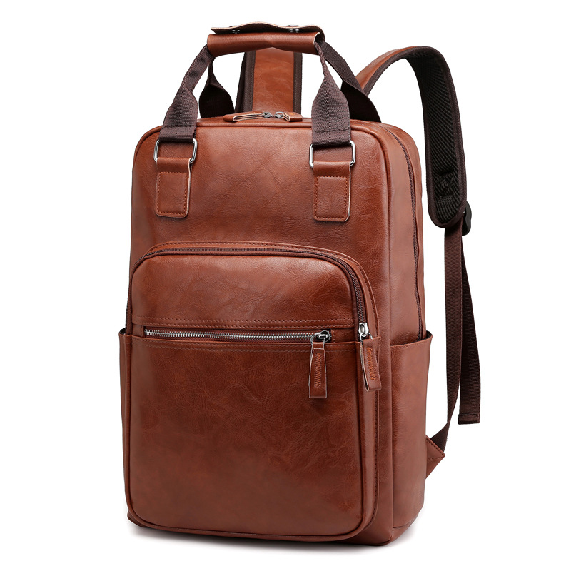 New Men's Backpack Casual Backpack Men's Fashion Computer Bag Leather Bag Large Capacity Business Travel Handbag