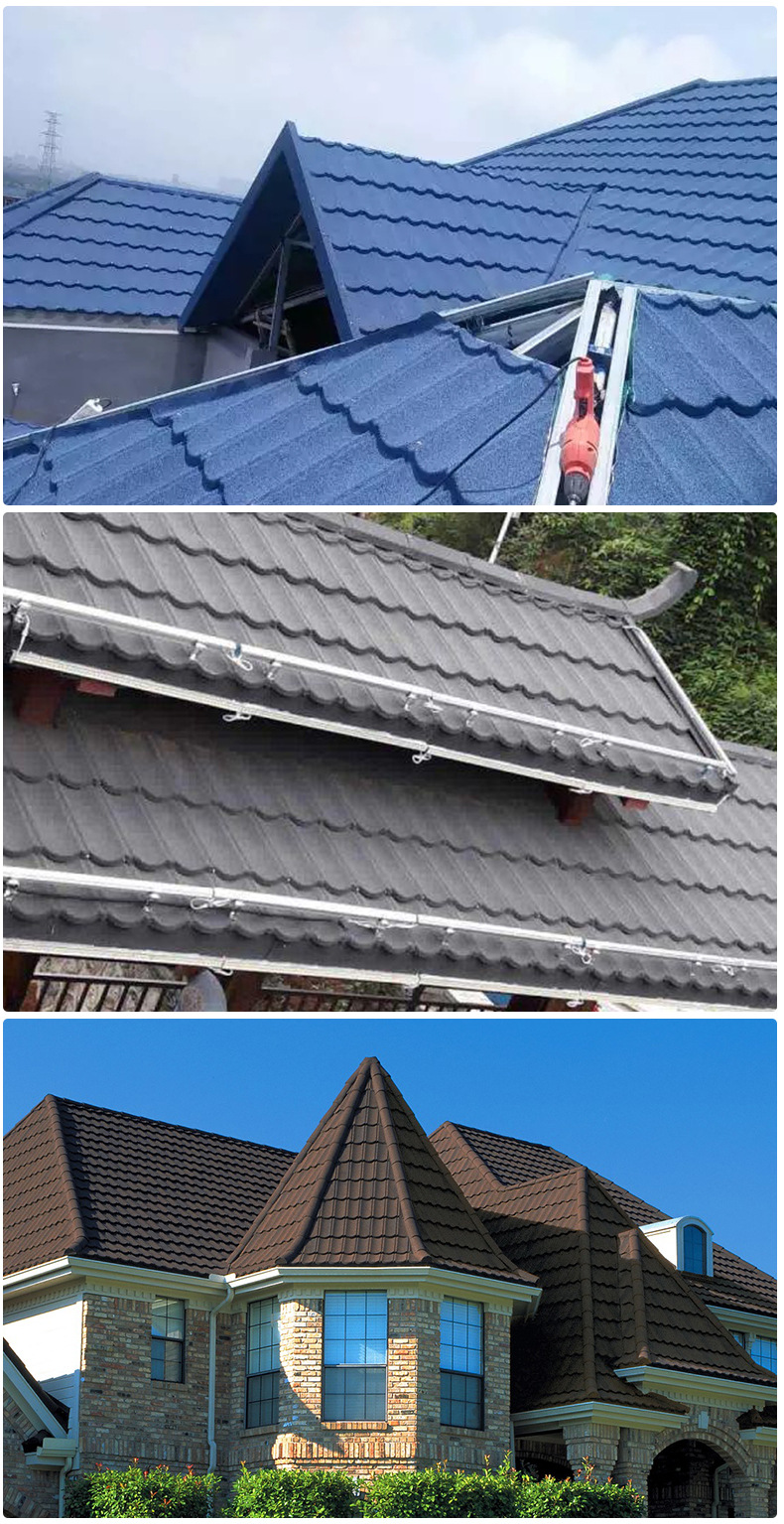 彩石钢板瓦 厂家直销圆弧型屋顶装修屋面瓦 现货批发彩石金属瓦