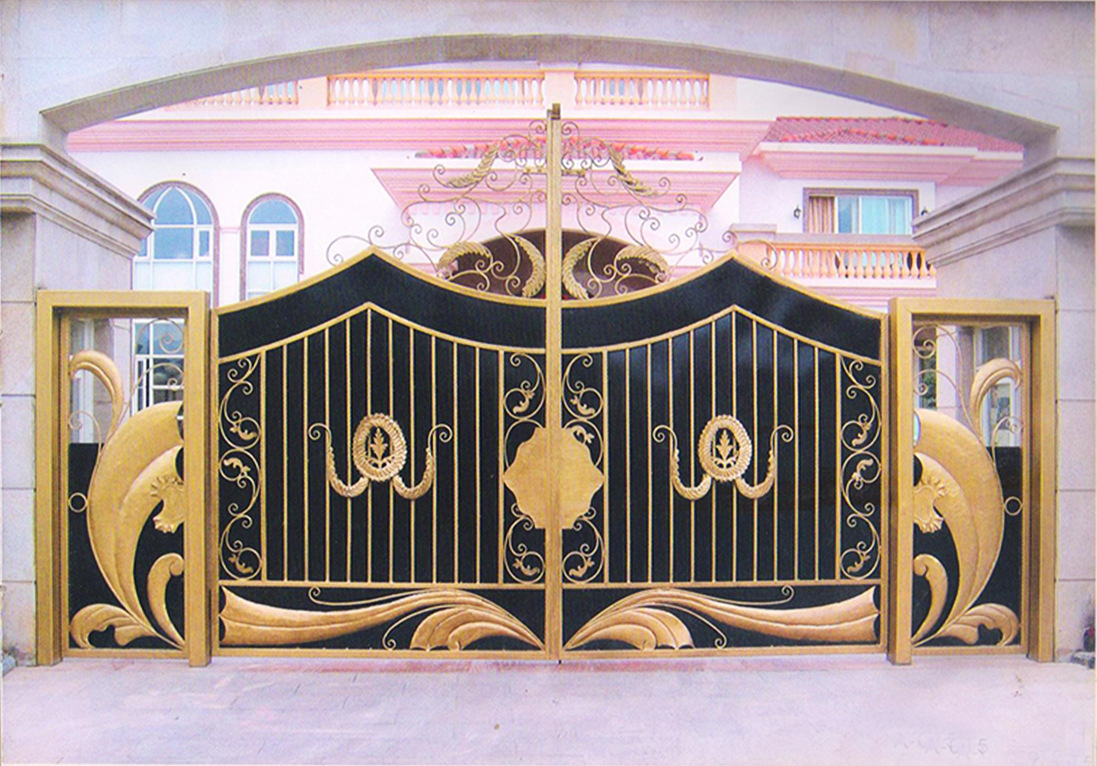 定制锻打封板门 欧式豪华铁艺大门 别墅车库大门 小区入口防盗门