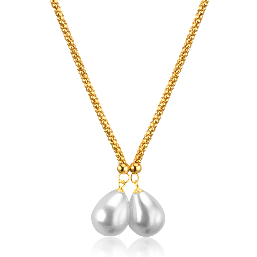 新品上市珍珠吊坠 时尚个性百搭水滴形珍珠吊坠项链