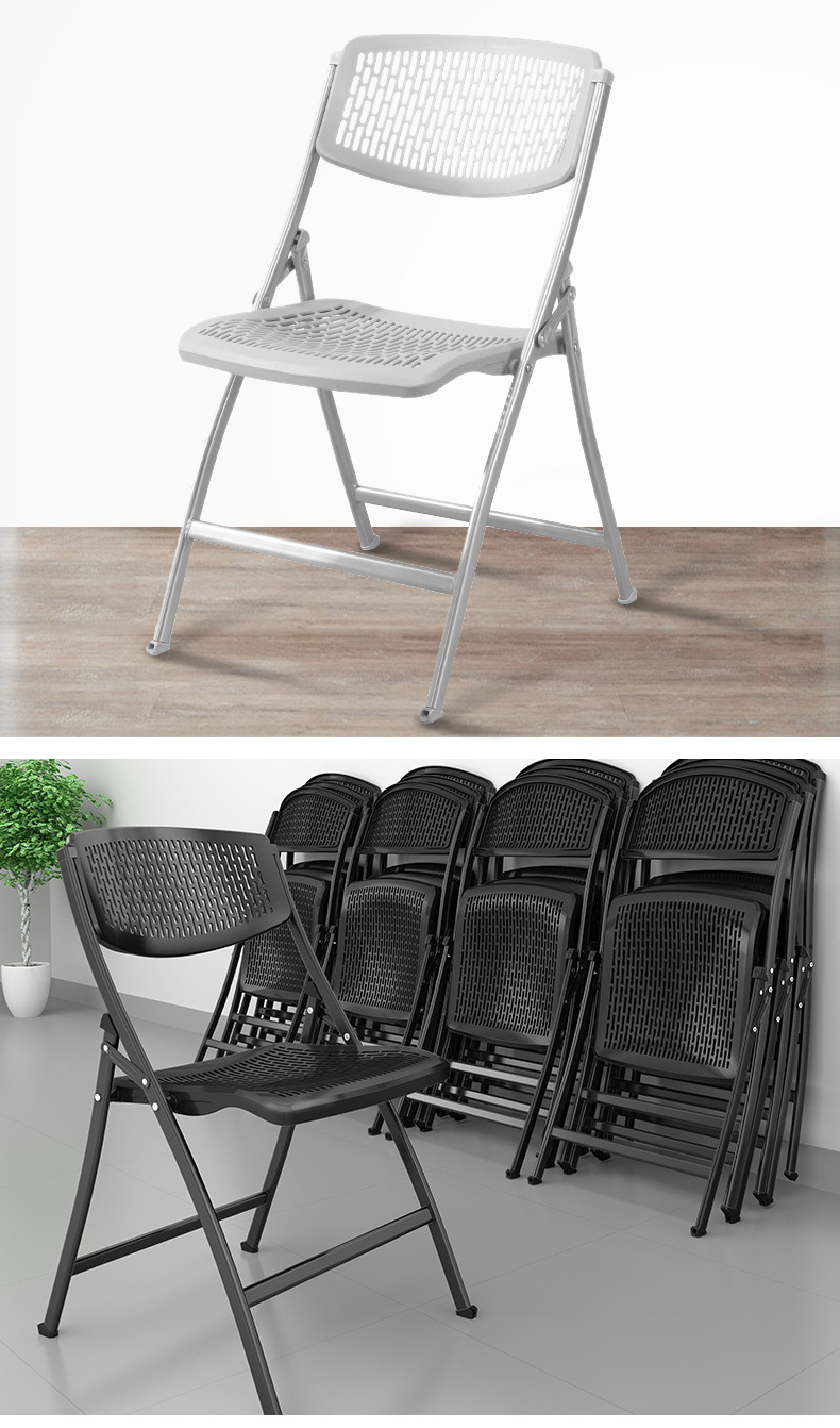 批发 便携商务办公折叠椅带写字板透气塑料折椅桌椅一体培训椅子