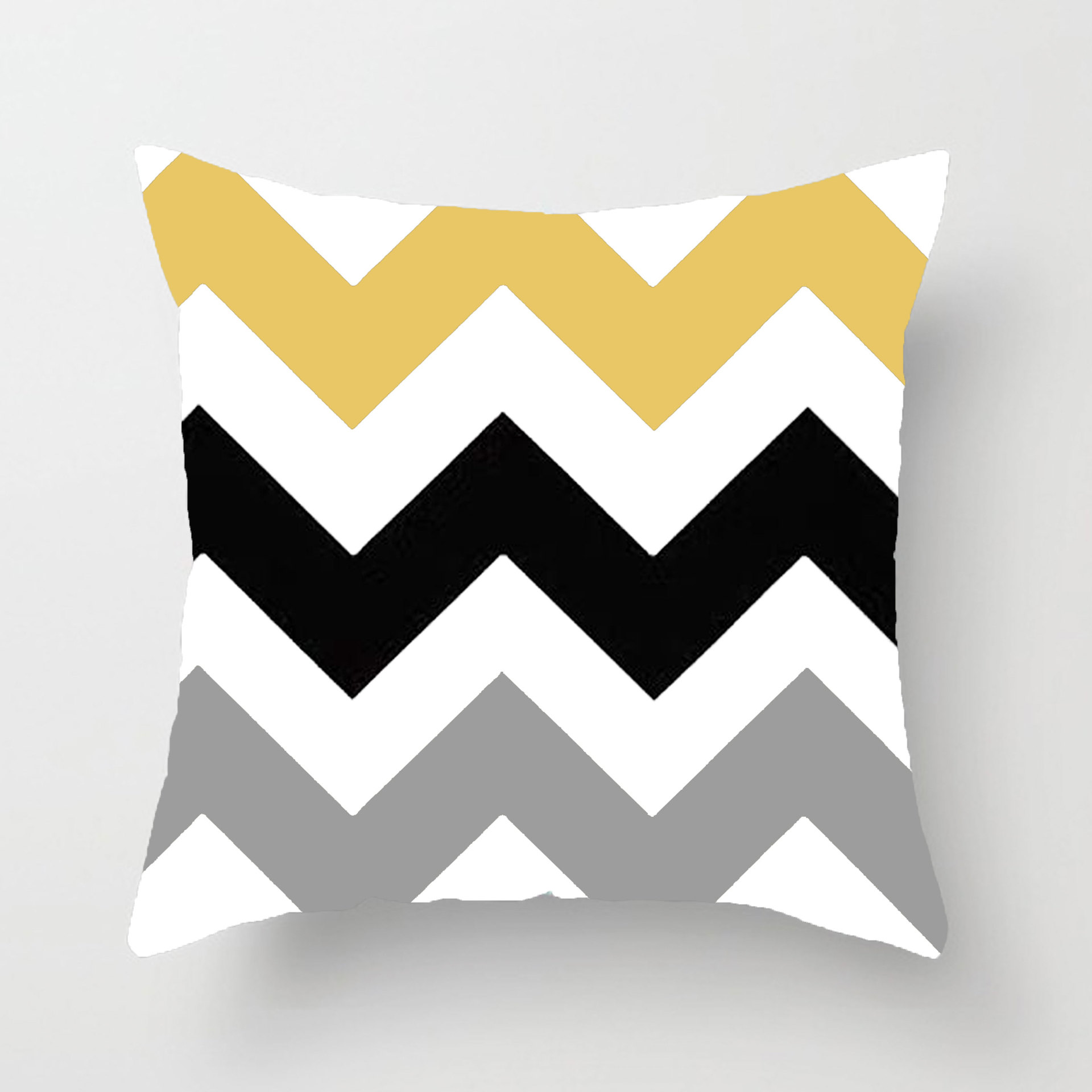 黄色抱枕北欧沙发灰色几何靠垫客厅沙发靠枕黑色双面抱枕枕芯另配