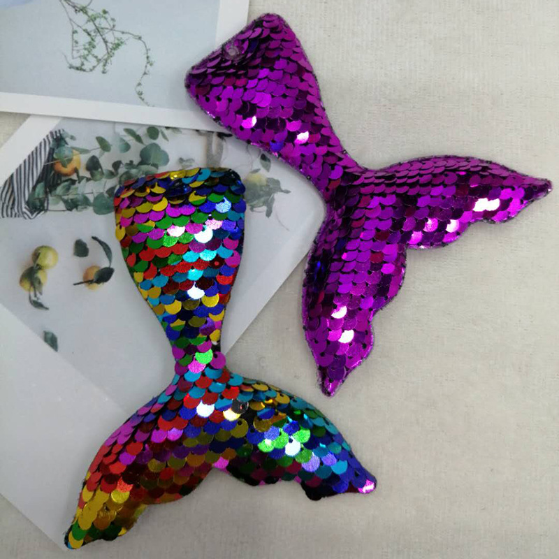 彩色单面鱼尾巴亮片钥匙扣包包配饰挂件diy手工制作饰品配件批发