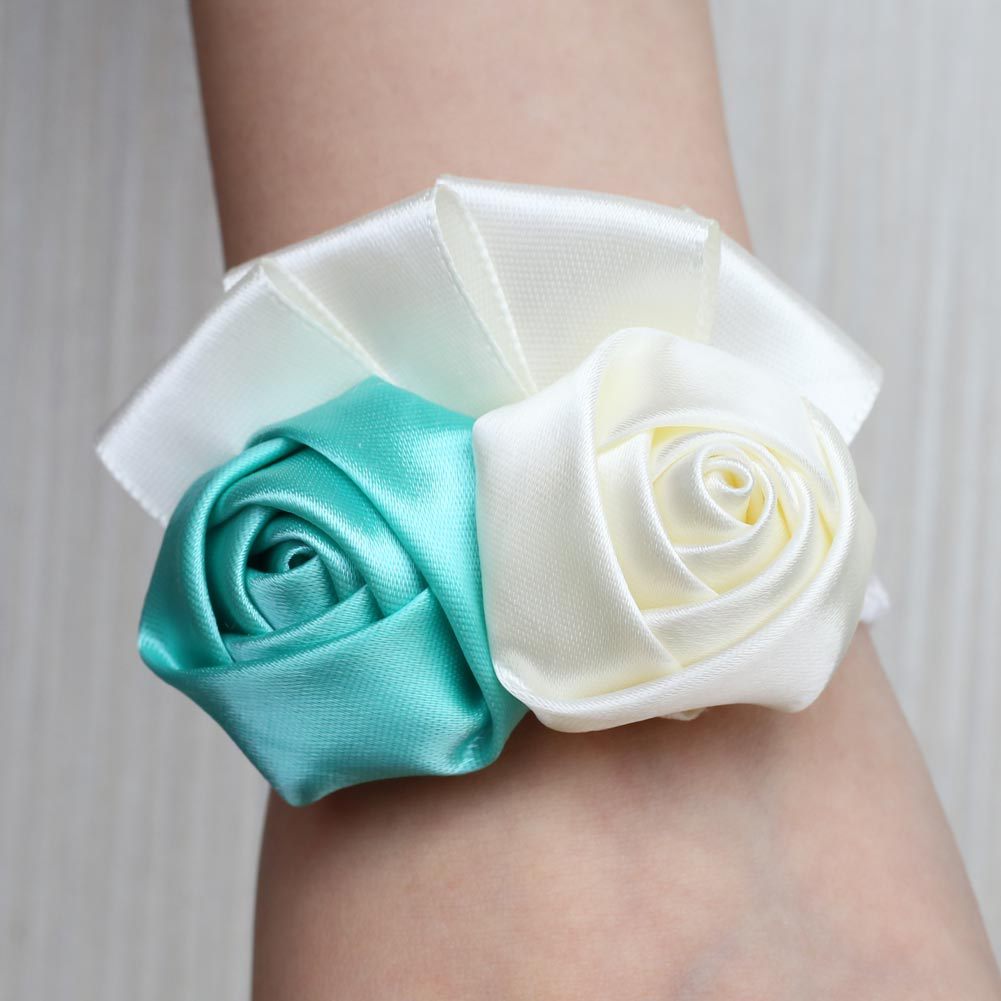 现货手腕花缎带玫瑰新娘伴娘手腕花欧美新品多色可选sw1317-j