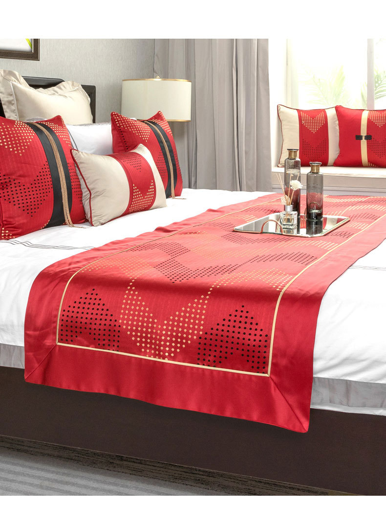 床旗欧式高档奢华酒店床搭宾馆床上卧室样板房间轻奢床尾巾床盖