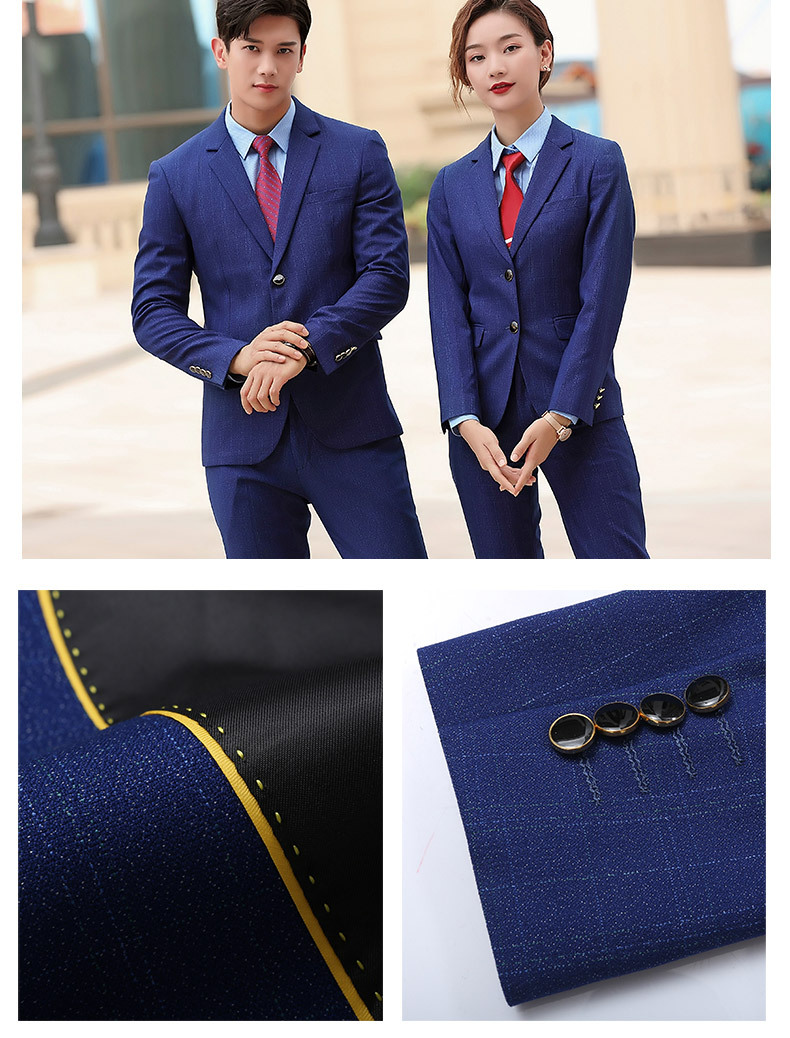 男女同款2019冬新款职业装行政套装公务员西服售楼工作服格子正装