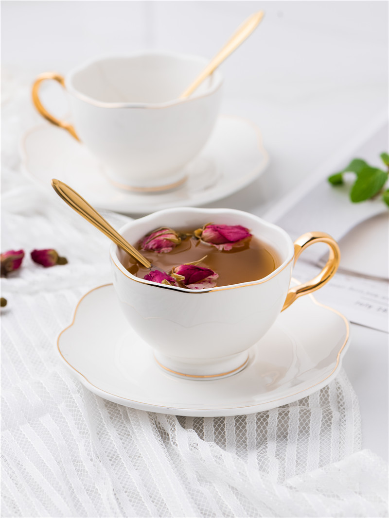 德赛尔出口原单描金花茶咖啡杯情侣对杯下午茶杯碟套装厂家直销