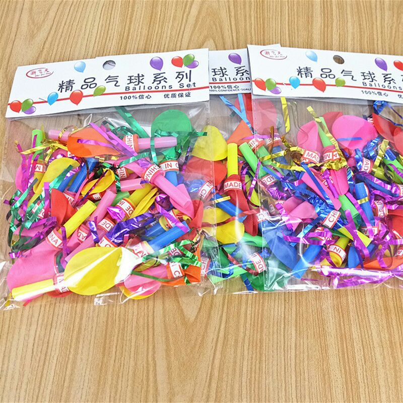 袋装金丝口哨气球塑料吸管口哨迷你气球喇叭气球哨子气球儿童玩具