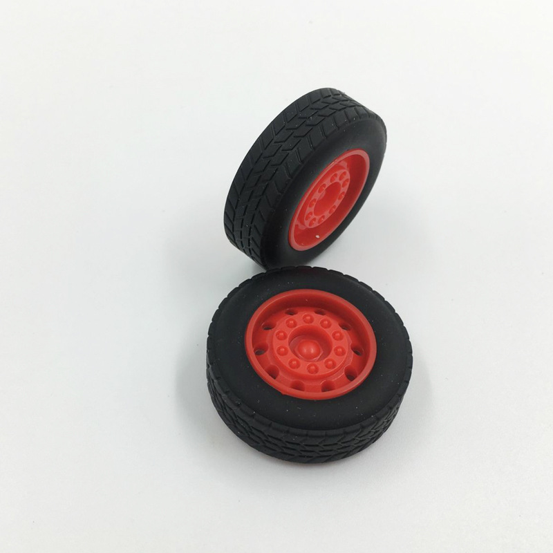 玩具汽车彩色包胶轮塑胶轮胎小汽车橡胶轮环保塑料玩具车轮子
