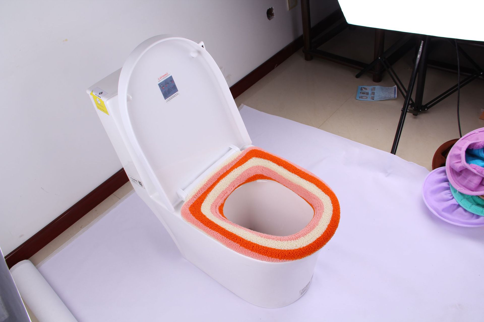 通用彩虹针织马桶圈 家用o型坐便套马桶套马桶圈暖垫马桶座垫