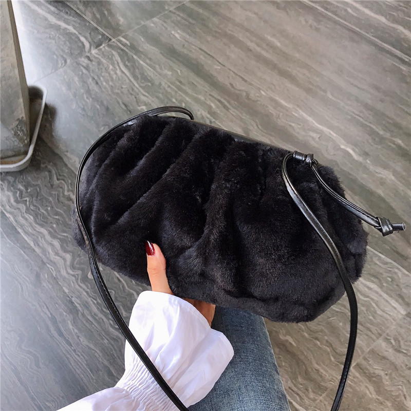 2019 Winter New Woolen Fur Bag Korean Fashion Trend Plush One-Shoulder Crossbody Leopard Print Winter Women Bag