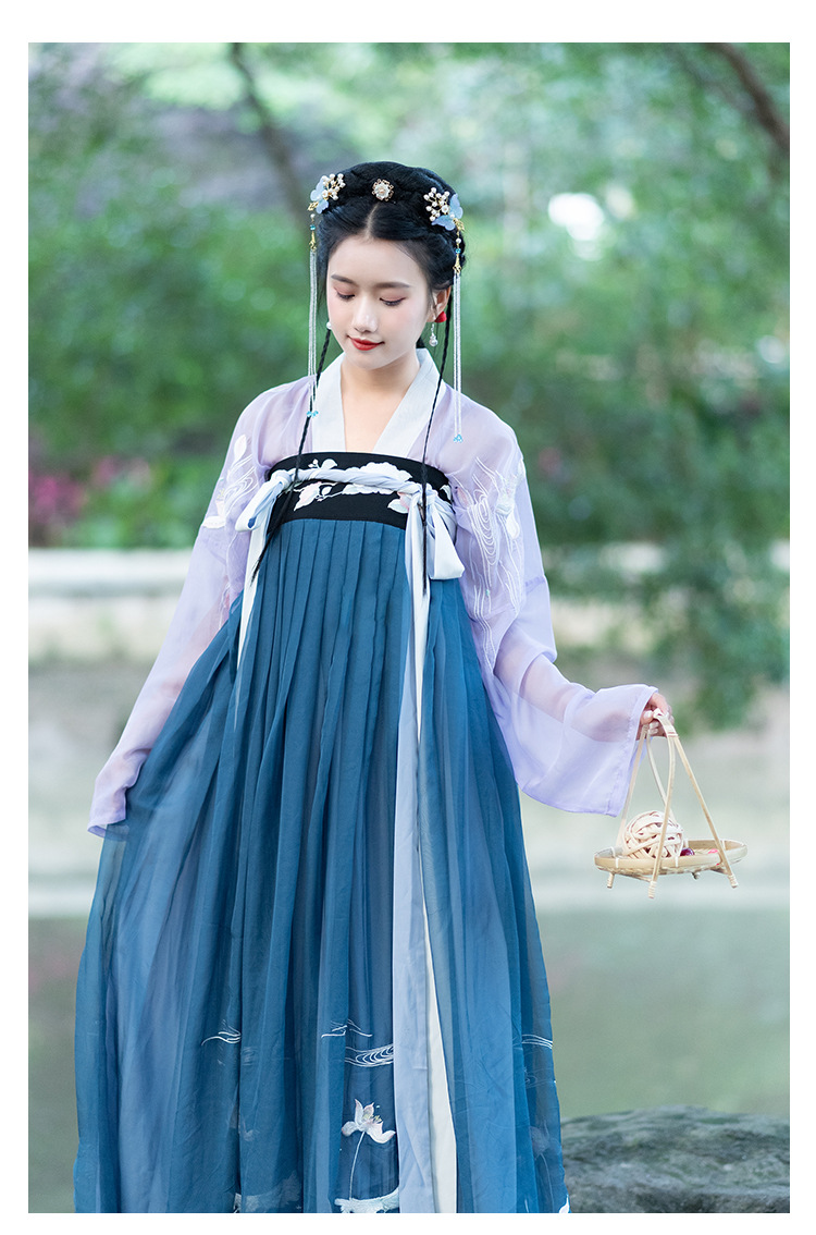 齐胸襦裙对襟上襦原创传统汉服女春夏刺绣下裙日常