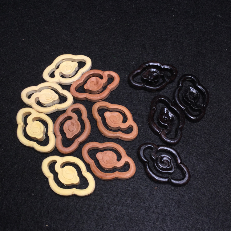 新款黄杨木雕刻祥云桃木镂空祥云钥匙扣配饰黑檀祥云diy挂饰