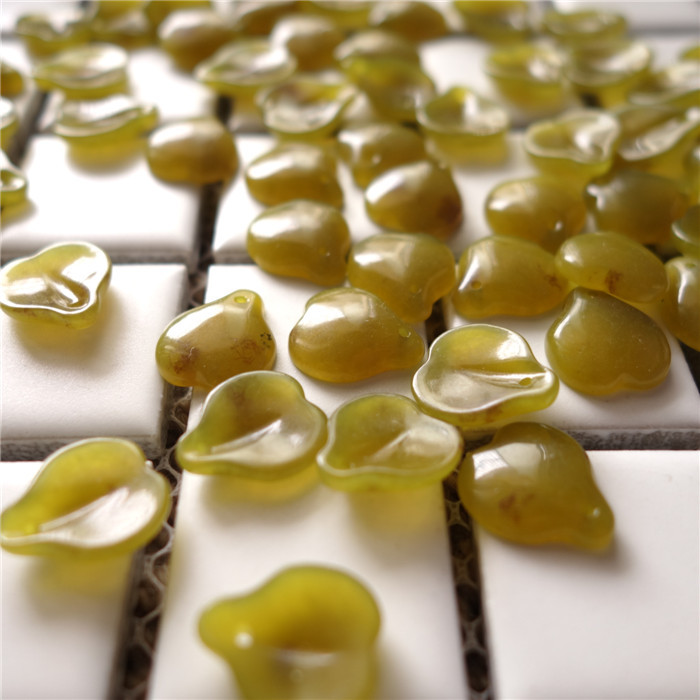 特价 天然橄榄玉水仙花瓣手链吊坠耳环手工diy发簪配件12x14