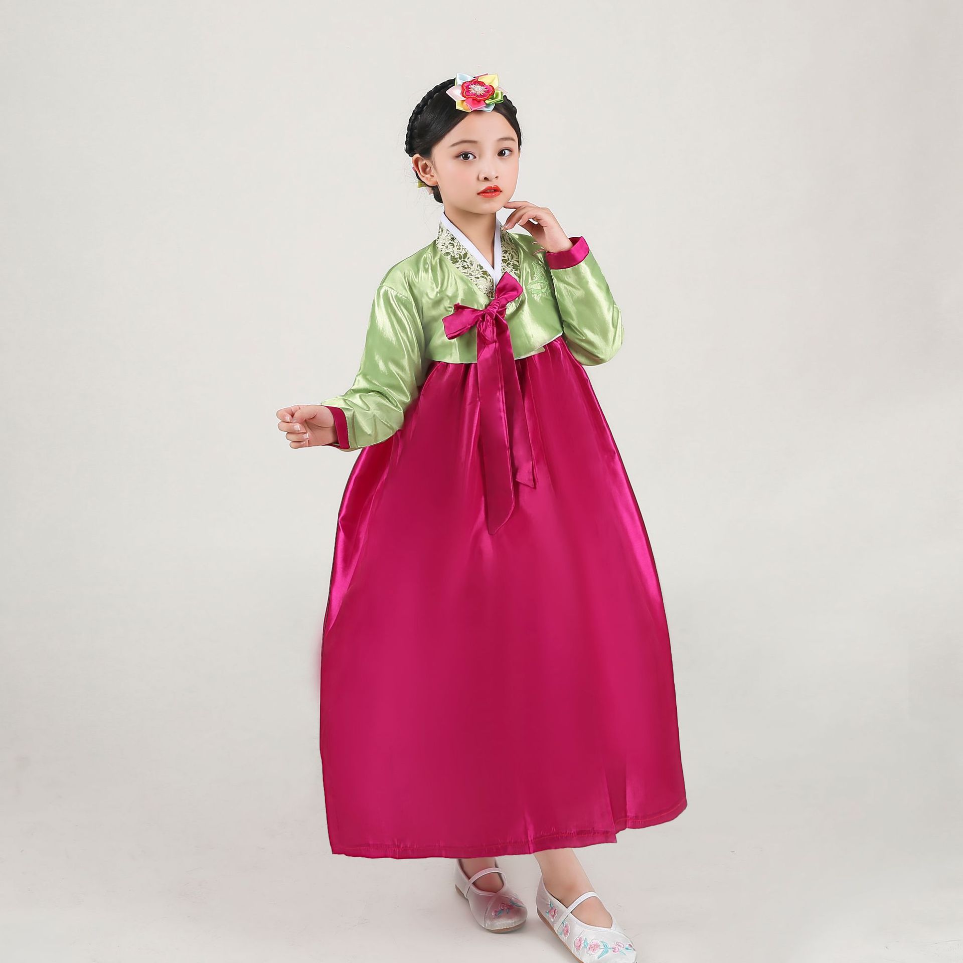 女童韩服朝鲜儿童少数民族风韩国小女孩子刺绣花表演出舞台蹈服装
