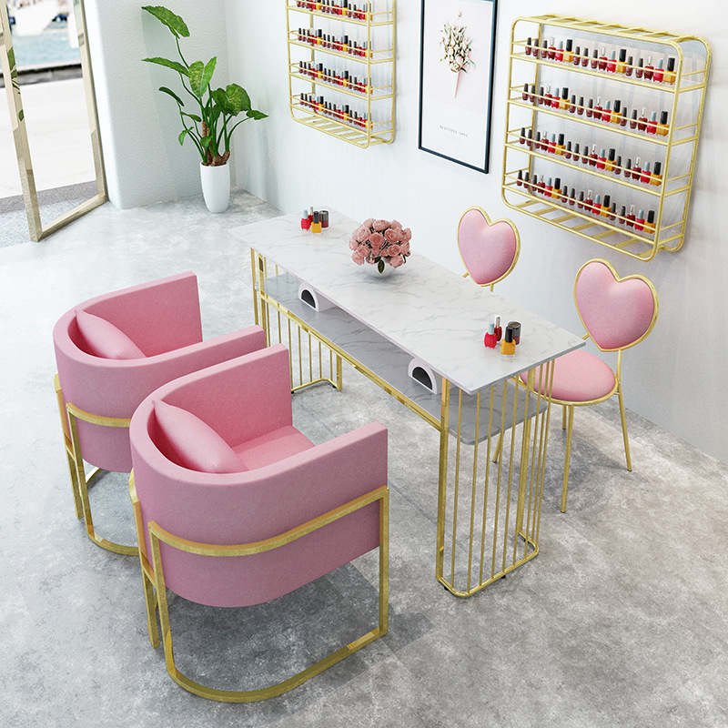 网红美甲店ins风美甲桌 简约双层大理石修甲台创意少女美容桌定制