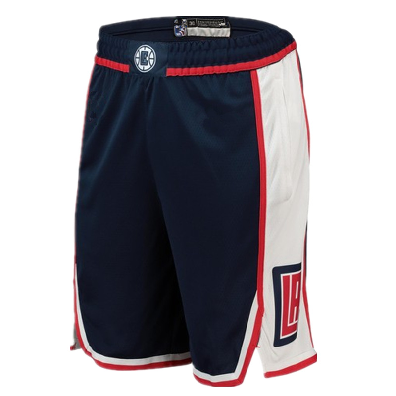 nba快船队热压莱昂纳德球裤 保罗乔治蓝色篮球短裤 支持一件代