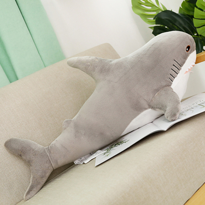 Cross-Border Cute Shark Doll Bedroom Decoration Ah Woo Shark Sleep Companion Throw Pillow Plush Toy Doll Wholesale