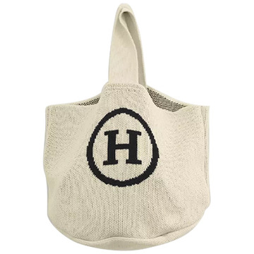 韩国代购女2019新款潮韩版h字母针织手拿袋单肩手提包