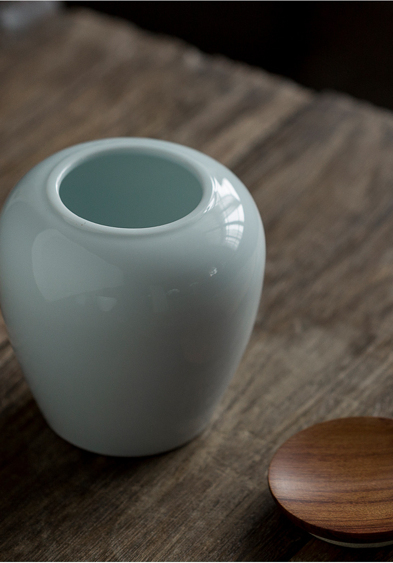 青白瓷木盖茶叶罐礼盒装 陶瓷茶包装茶叶礼盒高档红茶包装盒定制