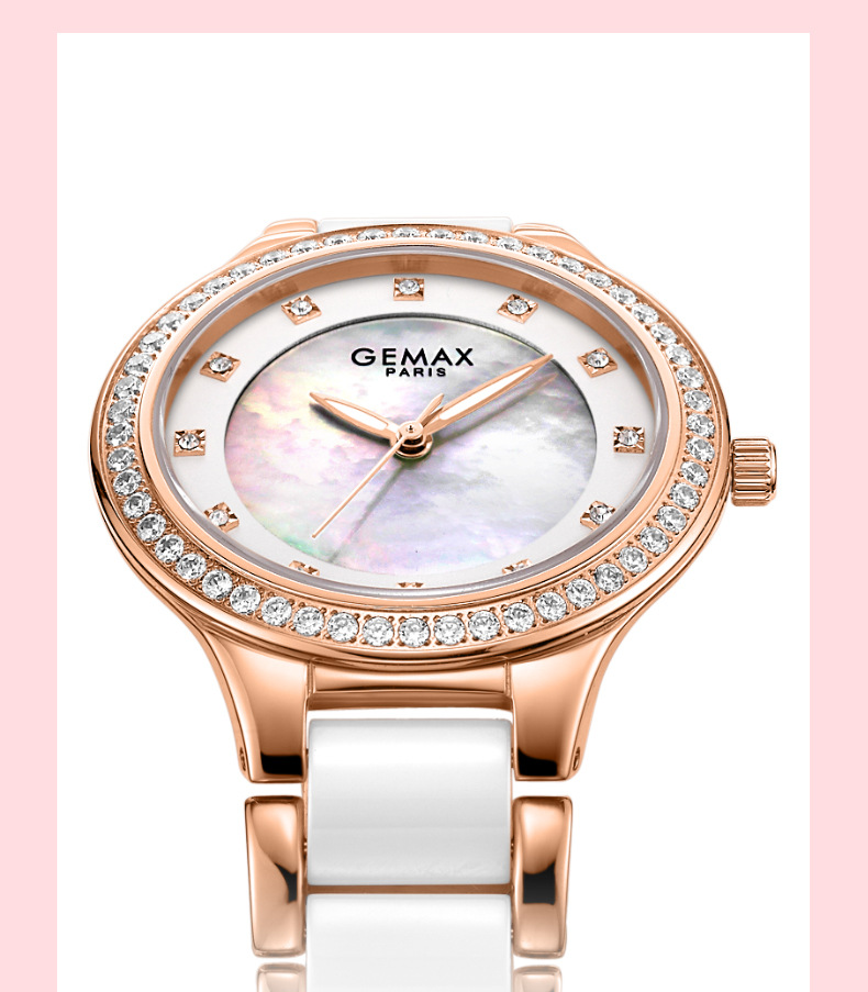 gemax/格玛仕 正品防水石英手表 女士时尚品牌钢陶瓷腕表 mx2059