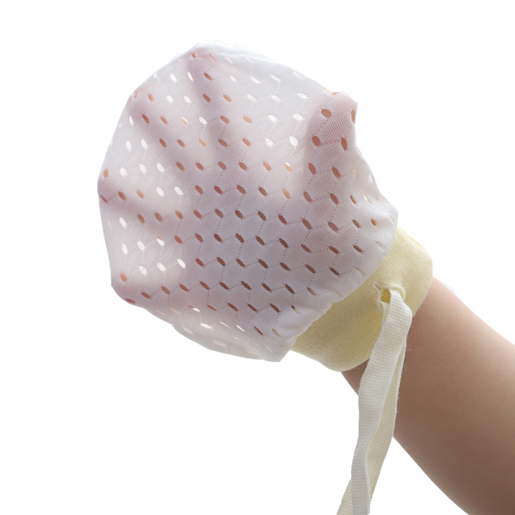 Baby Anti-Scratch Mesh Small Gloves Summer Thin Breathable Cool High Elastic Drawstring Lace Baby Adjustable Gloves