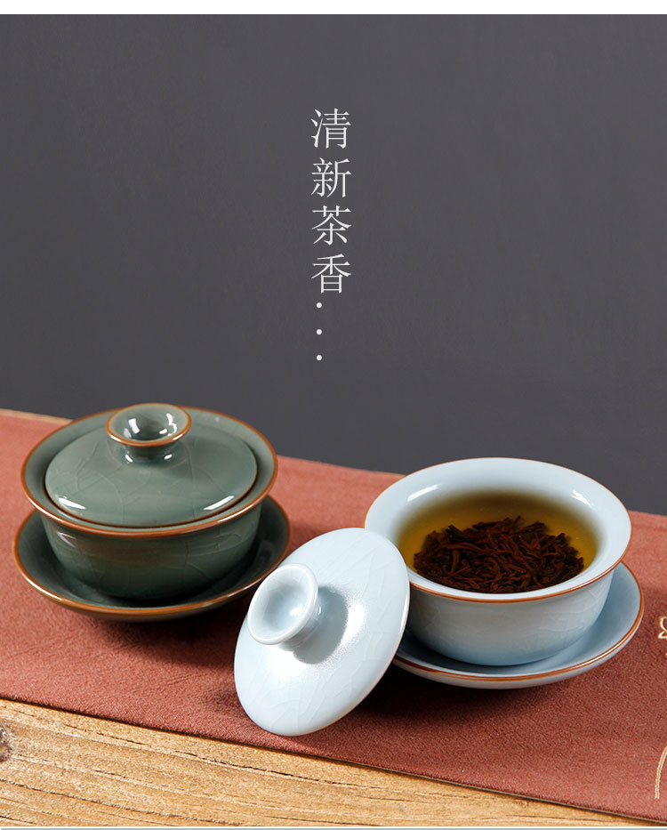 德玉堂功夫茶具五大名窑三才盖碗大号泡茶碗杯泡茶器批发logo定制
