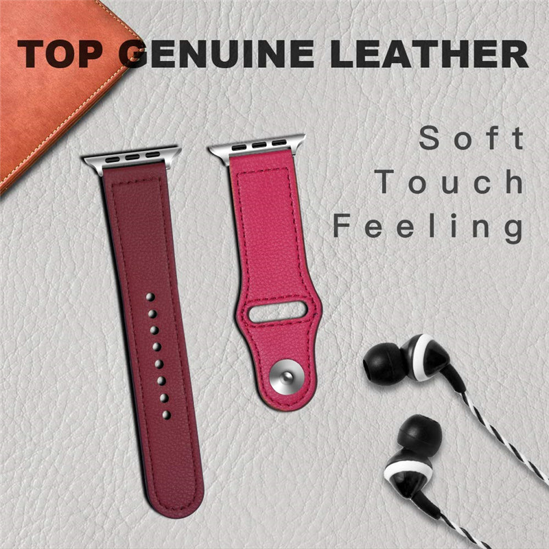 工厂直销新款适用苹果手表iwatch1/2/3/4通用撞色双色真皮表带女