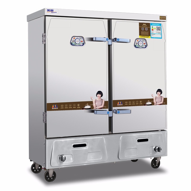 商用双门蒸饭柜 美厨燃气节能蒸饭车24盘蒸饭箱食堂多功能蒸柜