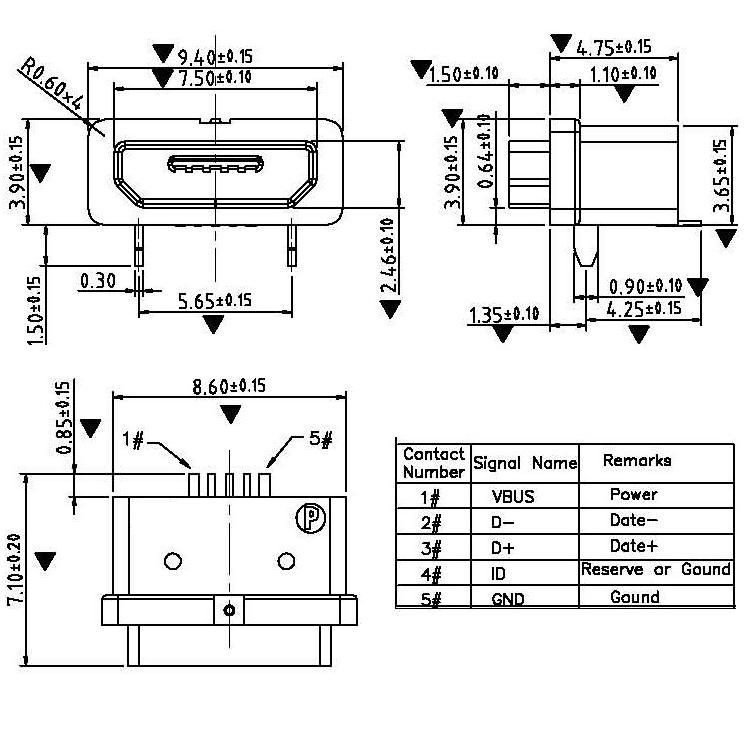 迷你usb母座mocro.防水贴片usb插口micro.防水usb接口micro卧式