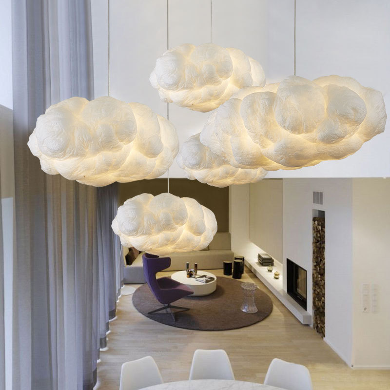 北欧简约云朵灯商场服装店创意装饰漂浮的云灯儿童乐园云朵吊灯