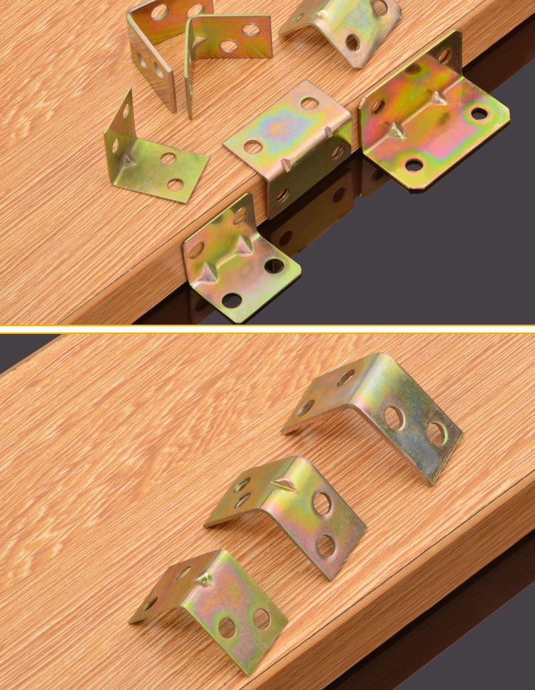 铭固 家具橱柜五金配件 直角铁角码 薄款镀彩角码 铁镀锌角码