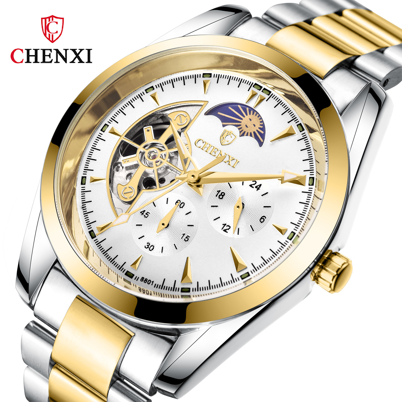 拼多多手表晨曦男士手表8801 广州厂家现货批发机械表